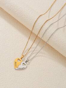 2件套不锈钢心形吊坠项链，适合送给闺蜜，日常佩戴 - 彩色 - 查看 6