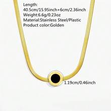 1 Set Vintage Minimalist Stainless Steel Women Jewelry Set With Roman Numeral Engraved Pendant, Suitable For Daily Wear, Commute, Vacation Or As Valentine's Day Gift For Her - Yellow Gold - View 12