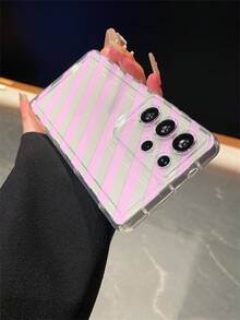 1个粉色条纹图案，带缓冲透明防摔TPU手机保护壳，适合作为节日礼物，兼容三星手机，男女通用 - 彩色 - 查看 5