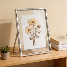 Nordic Ins Style Silver Bamboo Metal Photo Frame, 6/7/8/10 Inch Tabletop, Transparent Glass Dry Flower Specimen Floating Display Frame - 1PC - View 6