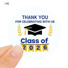 1/3/5/10 Pcs Class Of 2026 Graduation Thank You Stickers With Cap, Round 1.6" Graduation Party Favor Stickers, Graduation Invitation Envelope Seals, 2026 Thank You Graduation Labels (Standard) - A - View 10