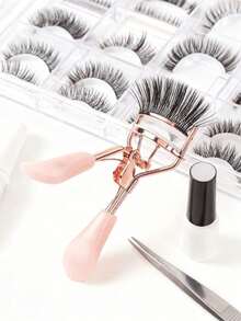 Eyelash Curler With Sparkle Rhinestone Glitter Handle Gentle Curling Effect Comes With Replacement Pads Ideal For Daily Makeup Work Party Travel Use Perfect For Makeup Beginners Office Ladies Beauty Enthusiasts As A Practical Beauty Tool Limited One Per Order - 粉色 - 查看 9
