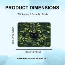 1 buc. Pad de sticlă cu pisică neagră pentru explorarea junglei, design de tip "joc de-a v-ați ascunselea în frunze", control lin și urmărire precisă, rezistent la zgârieturi pentru ameliorarea stresului la locul de muncă și luptele de jocuri, perfect pentru decorul proaspăt al biroului de acasă și utilizarea casual la birou. - Multicolor - Vizualizare 4