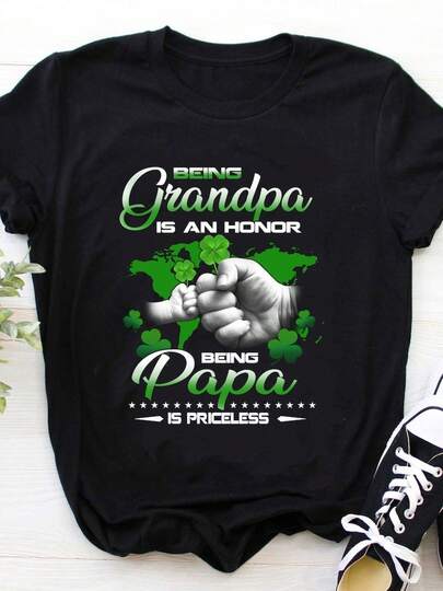 1 camiseta casual de algodón con gráfico para niños y niñas, , , Guerreras K Pop, BT21, camiseta del Día de San Patricio, ser abuelo es un honor, ser papá es inestimable, camiseta de feliz día de San Patricio, tela transpirable, diseño infantil divertido, camiseta de diseño lindo para regalos, descanso, viajes o días de trabajo casuales, top de anime para niños y niñas, regalo ideal para niños, niñas, día de San Valentín, niño que ama el anime, regalos de festival
