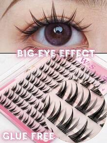 Lvcheryl 100-120pcs/Box 10 Rows Self-Adhesive False Eyelashes, Reusable, No Glue Needed, Waterproof, Natural Look, Suitable For Beginners, Eyelash Clusters, Eyelash Clusters, Individual False Eyelashes, Eyelashes, False Eyelashes - C - View 4