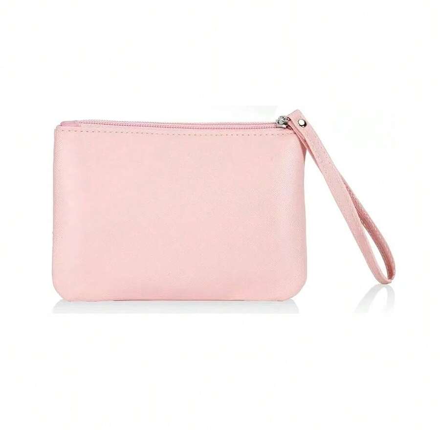 4.5 X 6.5 Clutch Stadium Approved, Leather Coin Purse For Women Wristlet Money Pouches For Cash Car Change With Zipper Lipstick Holder, Extra Small Makeup Bag For Purse Organizer Insert, Pink - 粉紅色的 - 查看 1