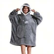 Oversized Kapuzendecke - Unisex Plüsch Lässig Loungewear, Weicher Polyesterstoff, Lange Ärmel und Tasche, Ideal für Paare oder Geschenke, Schwarz - Verschiedenfarbig - Übersicht 17