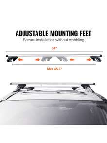Universal Roof Rack Cross Bars 54 Aluminum Roof Rack Crossbars Fit Existing Raised Side Rail With Gap 200 Lbs Load Capacity Adjustable Crossbars With Locks For SUVs Sedans And - Silver - View 3