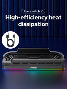 2 Multifunctional RGB Game Console Cooling Stand, Smart Temperature Control Dual Turbine Fans, 6 Game Card Slots. Efficient Silent Cooling System, 3-Speed Adjustment (Up To 4000RPM), Effectively Prevents Overheating And Extends Battery Life. Equipped With Smart Sensing Technology, Automatically Starts With Console Power On And Stops With Power Off. - Multicolor - View 8