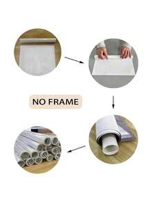 Frameless Modern Abstract Floral Canvas Art Poster - Elegant White & Golden Wall Decor For Living Room And Bedroom,Sophisticated Home Decoration, Bedroom Wall Art, Room Decor Aesthetic - White Gold - View 6