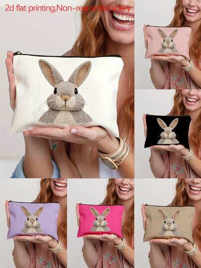 Kawaii Easter Bunny Makeup Bag, Zipper Storage Bag, Cosmetic Storage Bag, Versatile Coin Purse For Easter Day,Cute Rabbit Pattern Storage Bag, Rabbit Enthusiast Makeup Bag, Charger Storage Bag,Travel Essential Makeup Bag: Girls' Travel Survival Bag, Men's And Women's Zipper Bag, Cosmetics, Makeup And Travel Essential Lightweight Reception Bag,Easter Gift Makeup Bag, Gift For Female Friends, Holiday Gifts, Birthday Gift ﻿ ﻿