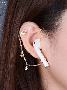 蓝牙耳机防丢耳夹链，配长款星星吊坠，无需耳洞，苹果耳机防丢耳链，女士款 - 彩色 - 查看 2