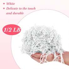 0.5 LB Kraft Crinkle Cut Paper Shred Filler Shredded Papers Confetti Boxes Basket Crinkle Paper Filler Packing Grass Cushion Shredded Tissue Stuffing Wedding Birthday Wrapping - trắng - Xem 5
