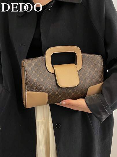 Dedoo Niche Design Baguette Bag, Color-Blocked Design, New For 2026, Stylish Chain Crossbody Bag, Versatile.