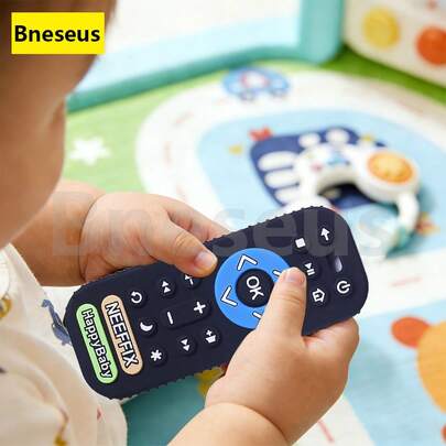 Bneseus 1pc Silicone Teething Toy, Suitable For 0-6 Months Babies, 6-12 Months Babies Teething Toys, Happy Baby Remote Control Teether, Sensory Toy, Chewing Toy For Boys And Girls, Christmas Gift