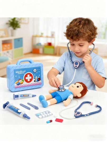 11 piezas Juego de Rol de Doctor para Niños (3-5 Años), Incluye Herramientas y Accesorios Médicos como Estetoscopio, Jeringa, Adecuado para Niños y Niñas de 3-12 Años, Excelente para Vuelta al Colegio, Educativo, Juego de Roles, Interacción Familiar, Navidad, Halloween, Pascua, Año Nuevo, Regalos de Cumpleaños (Color Aleatorio)