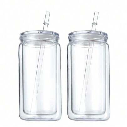 Bình giữ nhiệt hai lớp trong suốt 16oz có nắp và ống hút - Chất liệu nhựa PC bền chắc, có lỗ khoan sẵn để dễ dàng lắp ống hút, khả năng giữ nhiệt tuyệt vời cho đồ uống nóng và lạnh, thích hợp cho văn phòng, cắm trại, tiệc tùng, cũng là món quà tuyệt vời cho lễ tốt nghiệp hoặc Ngày của Cha.