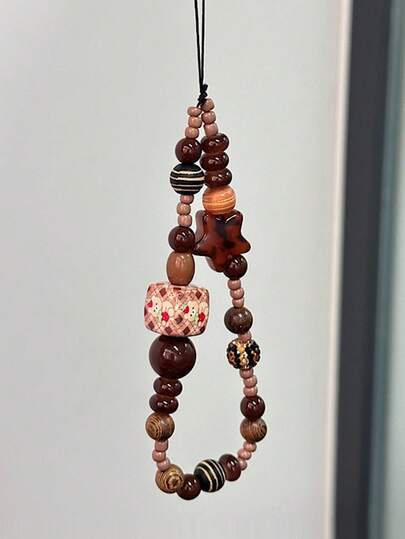 Brown Leopard Print Square Phone Lanyard, New Arrival Short Camera Strap Necklace, Elegant Design For Women