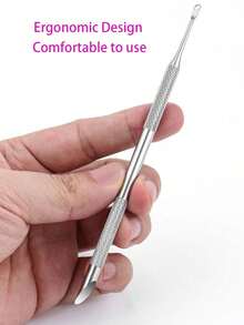 2件/1件装金属银色双头角质层推剪/修甲器，沙龙级不锈钢凝胶指甲油刮刀，耐用专业美甲修脚清洁工具，适用于手指甲和脚趾甲 - 銀 - 查看 5