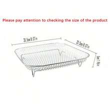 1/3 piezas Rejilla apilable de acero inoxidable para freidora de aire, bandeja deshidratadora multicapa, apta para freidora de aire, microondas, vaporera, reutilizable - Plateado - Ver 15