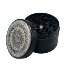 1pc Black & White Sun & Moon Pattern Engraved 4-Layer Spice, Herb, Vanilla Grinder - Multicolor - View 10