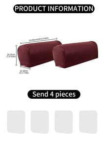 1 Pair PU Waterproof Sofa Armrest Covers (4 Pads Included), Classic Minimalist Design, Elastic Dust-Proof Sofa Armrest Protectors, Anti-Cat Scratch, Removable And Washable, Suitable For Living Room, Study, Bedroom Sofa Armrests, Brown, Wine Red, Light Gray - Multicolor - View 14