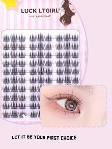 90pcs Tassel Style Transparent Stem False Eyelashes, Natural Messy Wild Cartoon Fairy C-Curl Lashes - C - View 6