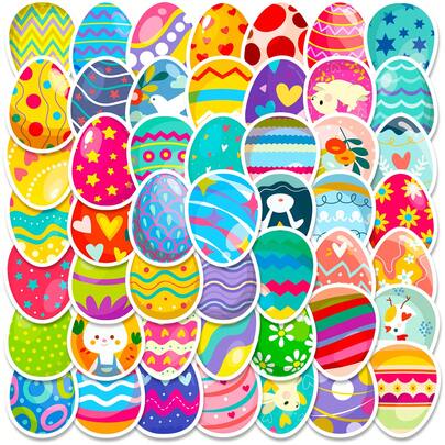 50 Adet Paskalya Çıkartması, Su Şişeleri, Telefon, Çizgi Film, Baret, Günlük, Kartlar, Scrapbooking El Sanatları, Dizüstü Bilgisayar, Paskalya Süslemeleri Parti Hediyeleri İçin Paskalya Yumurtası Çıkartmaları, Arkadaşlar ve Aile İçin Çizgi Film Hayvan Grafiti Su Geçirmez Vinil Çıkartmalar