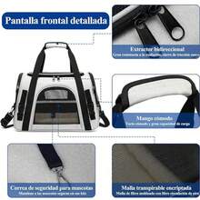 Transportadora para Gato y Perro, Mochila Transpirable para Gatos, Transportadora para Perro Mediano, Carga MÁXIMA 10kg/22LB, con Cojín de Peluche, Juguetes para Mascotas y Cuenco (Gris) - Gris - Ver 3