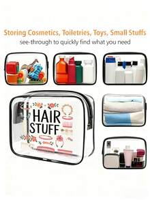 Túi đựng đồ dùng nhà tắm bằng PVC "Hair Stuff", Túi đựng đồ du lịch bằng PVC có khóa kéo - Túi đựng mỹ phẩm và đồ dùng nhà tắm nhẹ, chống phai màu. - Nhiều màu - Xem 6