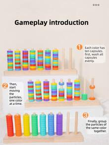 70 piezas Juego de Anillos de Madera Arcoíris, Juego de Apilamiento, Clasificación y Combinación de Colores, Juguete Educativo Montessori, Juguete Cognitivo para Bebés y Niños Pequeños, Desarrolla la Coordinación Mano-Ojo y el Reconocimiento de Colores, Adecuado para Múltiples Jugadores, Interacción Padres-Hijos, Regalo de Cumpleaños, Útiles Escolares - Multicolor - Ver 9