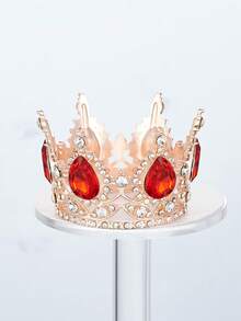 1pc Crown Bridal Headpiece, Luxury Shiny Round Princess Crown Flower Decor For Wedding Dress Valentine's Day Accessories,Summer,Beach - Multicolor - View 16