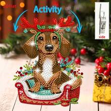 2D Flat DIY Diamond Painting Kit, Diamond Painting Acrylic One Piece Fun Nodding Dog Ornament, Perfect For Desktop Decoration And Christmas Gifts - Shaking Headdress - View 3