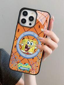 SPONGEBOB 1个亚克力卡通格子海绵宝宝花朵字母图案全包防震手机壳，兼容苹果17/16/15/14/13/12/11 Pro Max及其他型号 - 彩色 - 查看 8