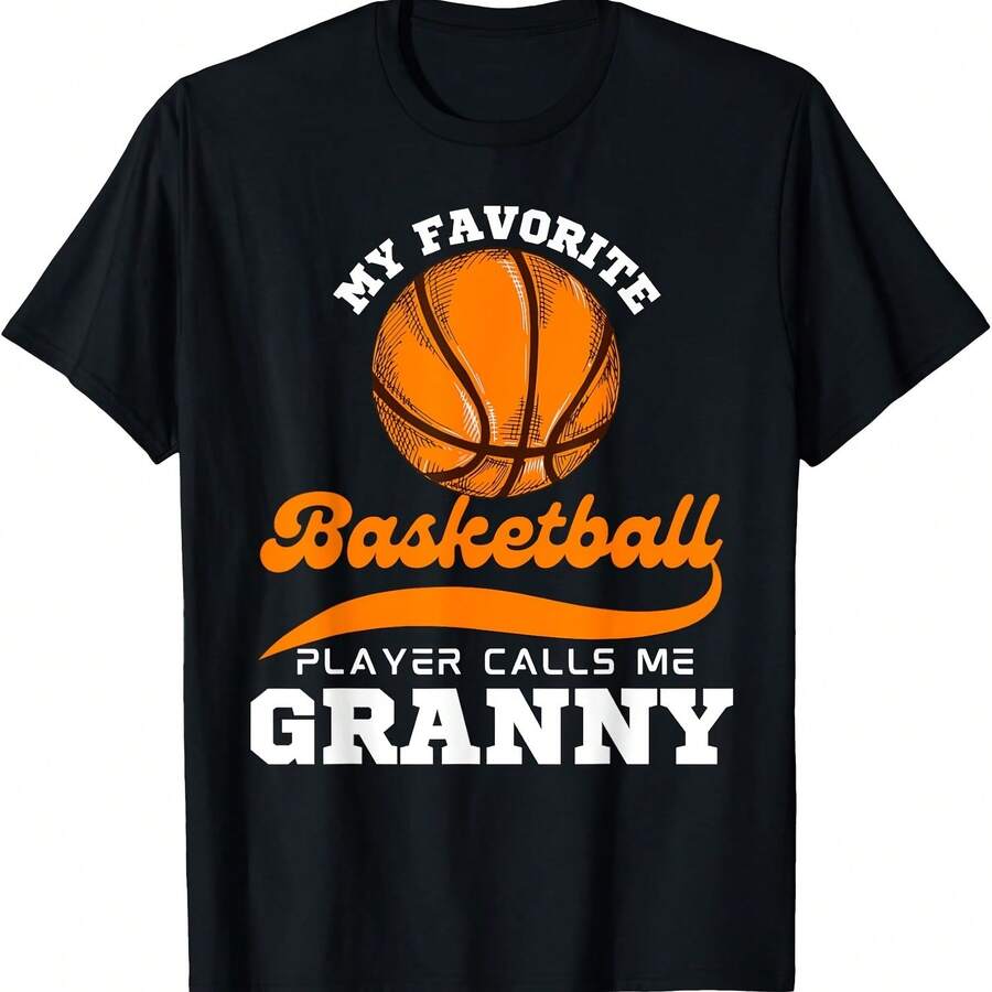 Camiseta de baloncesto "Mi jugador de baloncesto favorito me llama abuela" - Negro - Ver 1
