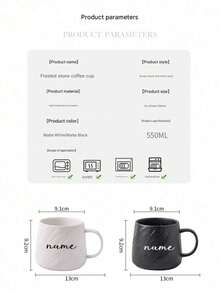 1pc 550ml Personalized Minimalist Ceramic Mug, Customizable Name, Large Capacity, Suitable For Office And Home Use, Unique Custom Design, White Tea Cup, Suitable For Winter And Summer, Unique Birthday Gift, Family Gathering Gift, Holiday Gift, Reusable, Elegant And Fashionable - Multicolor - View 8