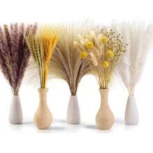 1 Buquê de Grama de Pampa, Tons de Amarelo e Marrom, Decoração de Casa para Primavera/Verão, Flores de Plantas Naturais, Adequado para Vaso, Casamento, Buquê de Noiva, Casa/Escritório, Festa, Aniversário, Presente, Arranjo Floral DIY Boho - Buquê-2 - Visão 4