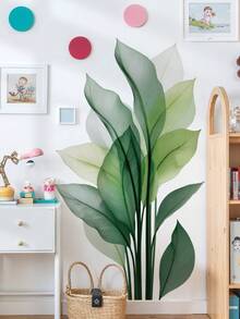 2pcs Removable Wall Stickers With Botanical Leaf Patterns, Suitable For Bedroom, Living Room Wall Decor - 69251-qingguang - View 5
