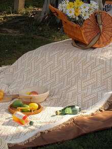 1pc Bohemian Style Picnic Mat, Camping Blanket, Tablecloth, Outdoor Lawn Mat, Camping Gear, Bohemian Style Tablecloth, Nap Blanket, Tent Moisture-Proof Mat, Picnic Mat, Suitable For Outdoor Picnic, Holiday Party, Decoration For Bedroom/Living Room, Indoor/Outdoor Travel, Valentine's Day Gift - Multicolor - View 22