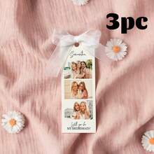 1/3pcs Personalised Photo Strip Bridesmaid Proposal Card,Customize Photo And Text,Photo Bridesmaid Proposal Card Template,Will You Be My Bridesmaid Card Proposal Photo Card Boho Rustic Modern Minimalist Wedding Calligraphy,Bridesmaid Proposal Photo Strip Card,Satin Ribbon Bow, Maid Of Honor - Multicolor - View 8