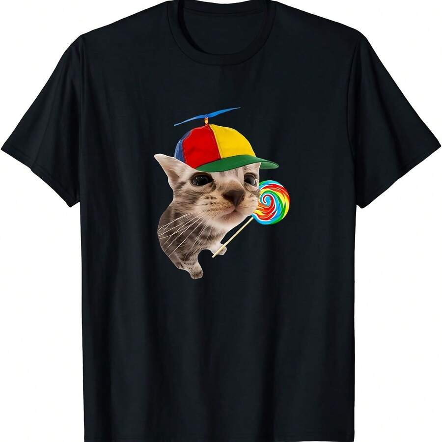 Memes Graciosos De Gatos Tontos - playera de memes con Lollipop - Negro 4 - Ver 1