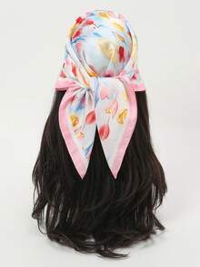 1件装女士印花方巾/披肩/头巾/颈巾，适合沙滩、假日等场合 - 彩色 - 查看 4