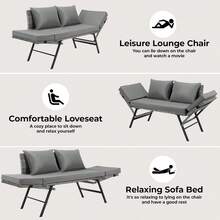 2-Seater Polyrattan Furniture, Polyrattan Garden Bench With Reclining Function, Rattan Garden Sofa With Adjustable Armrests, Weatherproof Balcony Sofa - Dark Grey - View 9