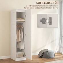 Multifunctional Wardrobe With Hanging Rail, Shelf And Soft-Close Door, 40 X 52 X 180 Cm, White - White - View 5