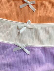 3件套女士性感蝴蝶结条纹低腰丁字裤 - 彩色 - 查看 8