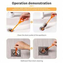 1-Piece Drain Pipe Unclogging Tool Set, Plastic Drain Pipe Unclogger, Designed Specifically For Removing Hair From Shower Rooms, Kitchen Sinks, Bathtubs, And Bathroom Pipes, Effectively Captures Hair During Drain Cleaning. - 1PC-orange - View 5