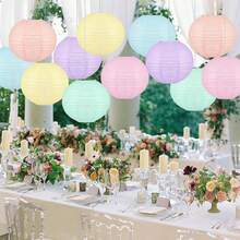 6 piezas de faroles de papel colgantes de colores, faroles de papel estilo chino de color neón macaron de 10 pulgadas, adecuados para decoración de bodas y fiestas de cumpleaños (Macaron) - Multicolor - Ver 6