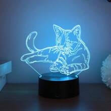 1 pieza Lámpara de noche con diseño de gato perezoso, lámpara de escritorio LED de color cambiante, alimentada por USB, adecuada para fiestas, Navidad, Día de San Valentín, regalo de cumpleaños para familia, pareja, amigos - luz policromática - Ver 4