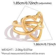 2pcs/1pc Heart Line Wrapped Irregular Ring, 18k Gold-Plated Stainless Steel Ring, Women's High-End Fashion Temperament Ring, 304 Stainless Steel Ring, Simple And High-End Style Personalized Jewelry, Holiday Gift/Daily Matching Versatile Design, Suitable For Girlfriends And Wives, Suitable For Daily Gatherings And Parties - Multicolor - View 7