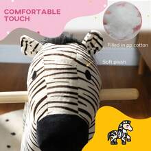 Zebra Shaped Kids Rocking Horse With Realistic Sound For 2-4 Years, Black - White - View 2